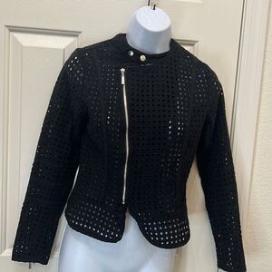Bar 111 Size Small Moto Jacket Black Silver Hardware 💯% Cotton Slimming Peplum